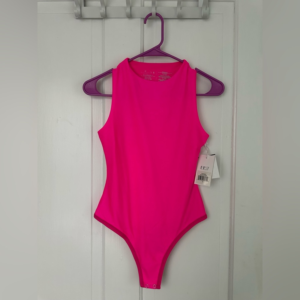 Neon Pink Bodysuit with Scoop Neck